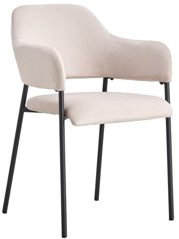 Selsey Azhai - Polsterstuhl Esszimmerstuhl mit Armlehnen, Grau-Beige