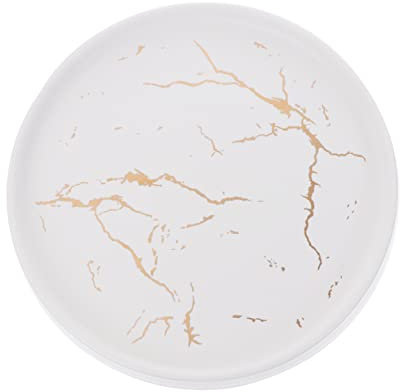 Cabilock Plateau Rond Élégant En Céramique À Motif De Marbre Pour Bijoux Et Bibelots
