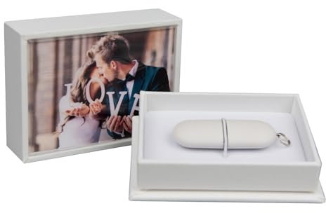 Caja USB con ventana de cristal acrílico, color blanco