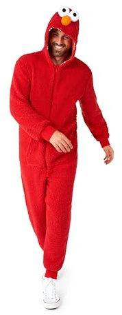 OppoSuits Einteiler für Erwachsene, Unisex – Sesamstraße, einteiliger Pyjama – lockere Passform – inklusive Taschen