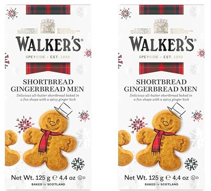 All Butter Shortbread Mini Gingerbread Men Biscuits | Walkers Shortbread | Pack of 2 x 125g | Suitable for Vegetarians