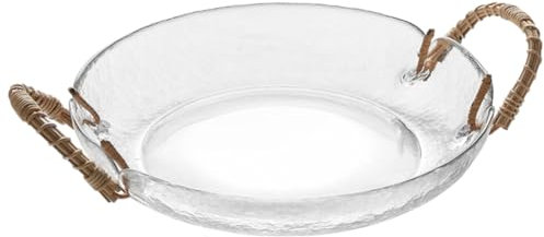 ABOOFAN Assiette À Salade En Verre Et Rotin Faite À La Main Petit Bol De Service À Fruits Pour La Décoration Intérieure