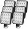 Sporgo Lot de 6 projecteurs de travail LED carrés 12 V 48 W Phare auxiliaire Phare de recul IP67 étanche pour pelleteuses, tracteurs, remorqueurs, ATV, camion, tout-terrain, blanc froid