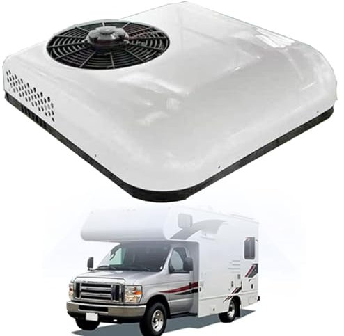 Aire acondicionado de RV de 12V/24V, aire acondicionado para techo de camiones para camiones, autocaravanas y caravanas, enfriamiento eficiente para viajes cómodos en remolques y camisetas,12V