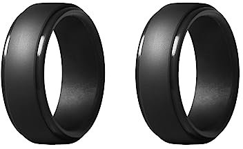 Yangyou 2 Stück 8 mm beliebte Schwarze Männer Silikon Coole Ringe Frauen Gummi Ehering Umweltsport Ring 7