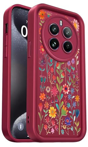 PanXCase Funda Silicona para Realme 12 Pro 5G / Realme 12 Pro Plus 5G | Carcasa Suave Ligera, Protección Cámara, Capa Antigolpes y Antiarañazos, Diseño de Dorso Cóncavo Ergonómico, Wine Red,Flowers