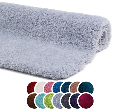 liebling Badteppich 60x100 cm, rutschfeste Badmatte, Silber, Superior | 100% Polyester (Mikrofaser), Weicher Badvorleger 60 x 100, Anti-Rutsch-Unterseite, Fußbodenheizung geeignet, Waschbar 30 Grad