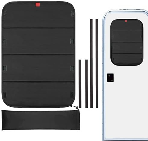 Store de fenêtre de porte de camping-car – Store occultant pour fenêtre de camping-car 63,5 x 40,6 cm, isolation pliable avec protection UV complète pour fenêtre de camping-car | Brise-vue pour campin