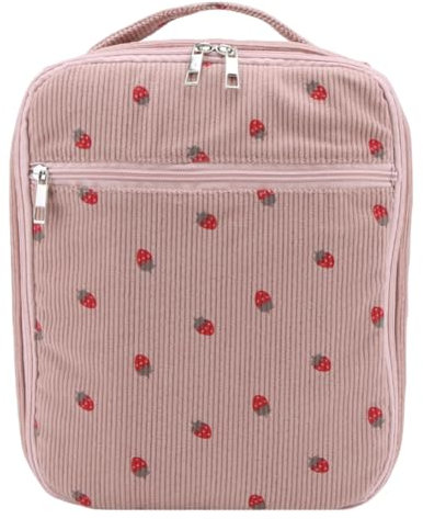 UKETO Lonchera rosa para niñas y mujeres con fresa, lonchera preparada para niños y adultos, bonitas bolsas de almuerzo aisladas para el trabajo, picnic