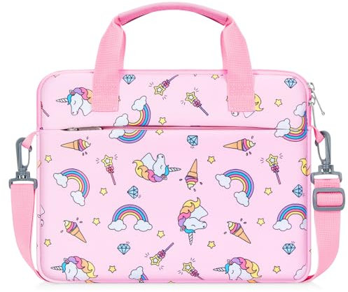 MoKo 7-8 pollici Kids Tablet Sleeve Custodia da trasporto per Fire 7 Kids, Fire HD 8 Kids Pro, tutte le versioni di Fire 8/7 Kids Edition, borsa per tablet con tracolla,Unicorno Lilla