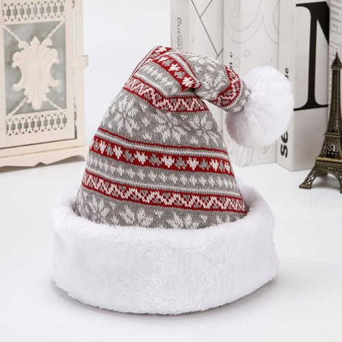Weihnachtsmütze Schneeflocke Elch Hut Winter Dicker Stricksamt Tuch Erwachsene Weihnachtsmütze Winter Warme Beanie Cap