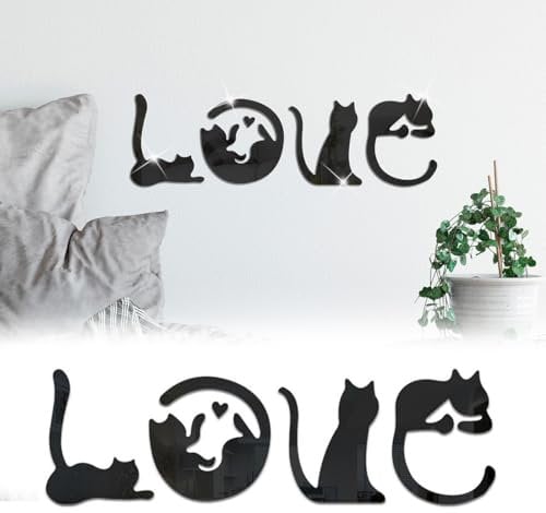 AIYVELU 4 Stück Wanddeko Katzen Holz wand deko, wanddeko, wanddeko wohnzimmer, dekoratives Gemälde, geeignet für Wohnzimmer, Schlafzimmer, Büro, drinnen und draußen