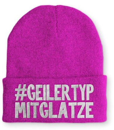 tshirtladen Beanie Geiler Typ mit Glatze Wintermütze Mütze mit lustigem Spruch, Farbe: Pink