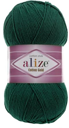 100g Strickgarn Alize Cotton Gold Uni Klassikgarn Häkelgarn Strick-Wolle Farbwahl, Farbe:426 blaugrün