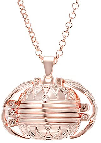 Heart Jewelry Long Beaded Necklaces for Women Woman Expanding Photo Locket Angel Wing Decoration Necklace Pendant Preppy Necklaces Letter Necklace for Women (Rose Gold, One Size)