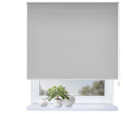 Rollmayer Classic Rollo mit Bohren, Seitenzugrollo Rollo fur Fenster und Tur (Classic Grau,135x130 cm (BxH))