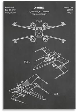 Patentdruck von X-Wing 1980 Leinwand-Kunst-Poster und Wandkunst, Bilddruck, modernes Familienschlafzimmer-Dekor-Poster, 30 x 45 cm