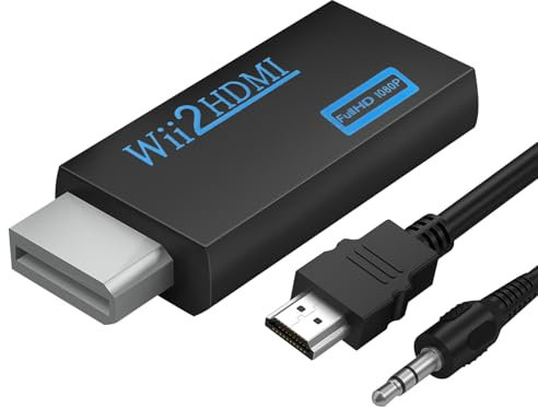 Septanrio Adaptador WII a HDMI con cable HDMI (negro)