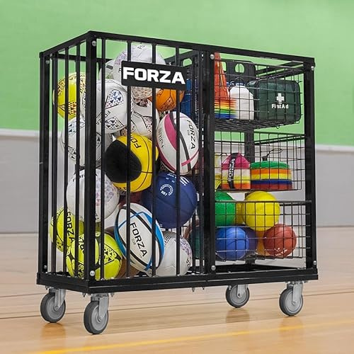 FORZA Sports & PE Storage Trolley | Heavy-Duty Steel Equipment Organiser with Drawers and Lockable Wheels – Ideal for Schools, Gyms & Clubs