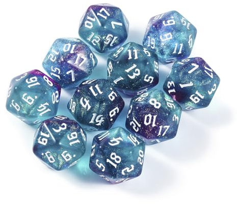 Yourandoll 10 STÜCKE Polyedrische Würfel Doppel-Farben 20mm D20 Würfel Dice Spielwürfel for DND RPG Tischspiele (Grün Lila)