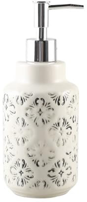 BOSHYUM Distributeur de Savon en céramique Vintage à Motif Floral Pelucheux, Bouteille de Lotion Rechargeable pour Liquide de Salle de Bain, Cuisine, Vaisselle, distributeurs de 16,5 oz