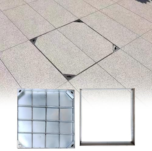 Schachtabdeckung Versenkbare, Versteckte Klärgrubenabdeckung aus Metall, Schachtabdeckung aus Pflastersteinen mit Sockel, Dekorativer, Robuster, Quadratischer Klärgrubendeckel für Beton(30x30x5cm (11.