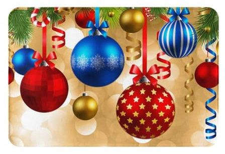 YOFIEN Badezimmerteppich mit Weihnachtsmotiv, Fußmatte, waschbar, rutschfest, 61 x 40,6 cm