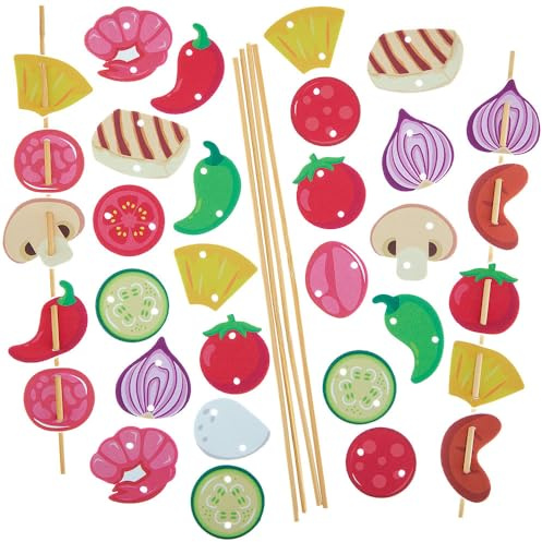 Baker Ross FN419 BBQ Skewer Mix & Match Kits - Pack of 6, Foam Arts and Crafts Kits