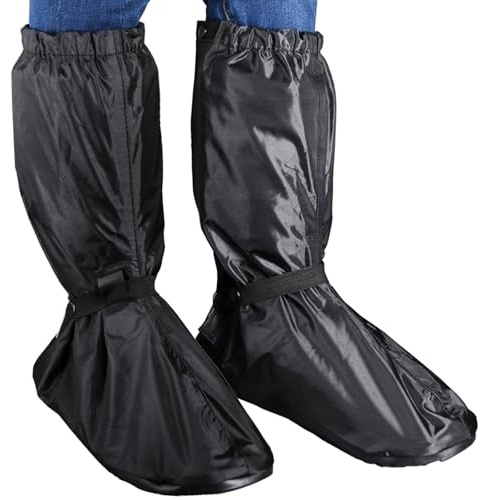 Swpeet 1 Pairs US 10 11, Euro 44 45 impermeabile pioggia stivali copertura scarpa, stivali pioggia riutilizzabili e pieghevoli copertura scarpa con cerniera, PVC antiscivolo neve pioggia stivali