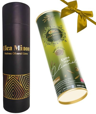 Elea Minon Extra Natives Olivenöl Geschenkset | 0,75L Kanister im edlen Zylinder-Geschenkverpackung | Premium Olivenöl aus Kreta | Geschenk zu Weihnachten & besonderen Anlässen