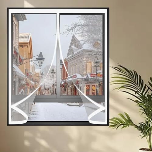 Thermovorhang Fenster 128 x 136 cm Winddichter Thermisch Winter, Wasserdicht Schalldämmender, Vorhang Isolier Schutz Vorhang für Küche Balkone, Schlafzimmer, A