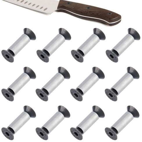 SUPERFINDINGS 12 Sets Knife Handle Screws Stainless Steel Rivets Bolts Fasteners Hex Flat Head Screws for Knife Blade Fixing and Replacemnt