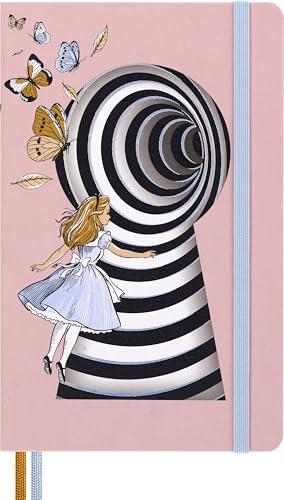 Moleskine Taccuino a Righe Le Avventure di Alice nel Paese delle Meraviglie, Copertina Rigida in Tela e Chiusura Elastica, con due Segnalibri e Adesivi a Tema, Alice, Formato Large 13 x 21 cm