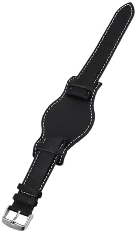 MAGICLULU Ersatz Uhrenarmband Leder 20mm mit Unterlage Vintage Rindsleder Anti Metall Allergiearmband für Herren Geeignet Einfache Installation Schwarz