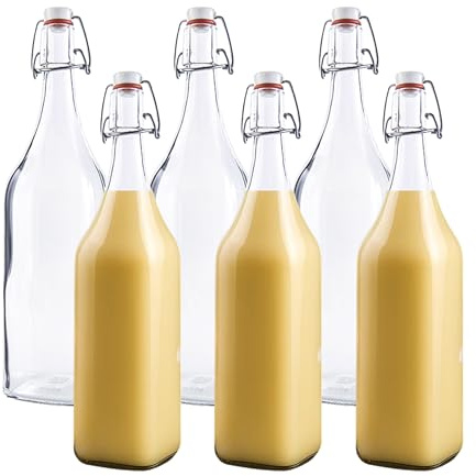 Devitre 6x Glasflasche 1 Liter mit Bügelverschluss inkl. Etiketten