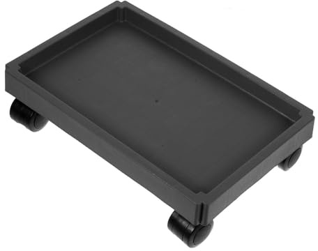 PACKOVE Plateau à roulettes Rectangulaire pour Plantes D’intérieur et Bonsaï, Support Mobile en Plastique Noir Café 32 Cm, Soucoupe Pratique pour Pots, Jardin et Terrasse