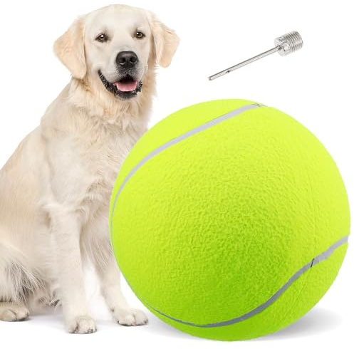 Toyvian Riesen-Tennisball – 24 cm Großer, Aufblasbarer Tennisball, Riesiges Hundespielzeug für Training, Outdoor-Sport Und Strandspaß