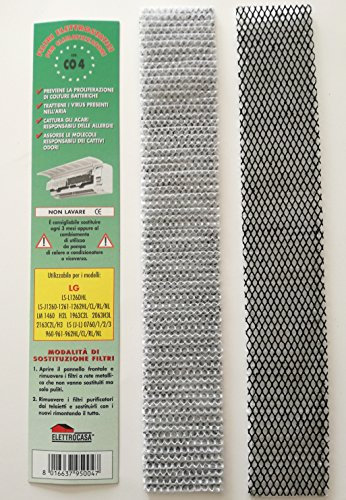 CO4 CONFEZIONE N 2 FILTRI CLIMATIZZATORI ARIA LG LS L126DHL - J1260 1261 1262HL/CL/RL/NL H2L LM 1460 1963C2L 2063H3L LS (J-L) 0760/1/2/3-2163C2L/H3 LG LS (J-L) 0760/1/2/3-960-961-962HL/CL/RL/NL