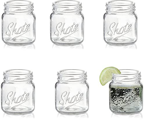 Palais Glassware Palais 'Shots' Mason Jar Shot Glasses - Mini Shot Glass Cups - Holds 2.4 Oz - Set of 6 (Clear)