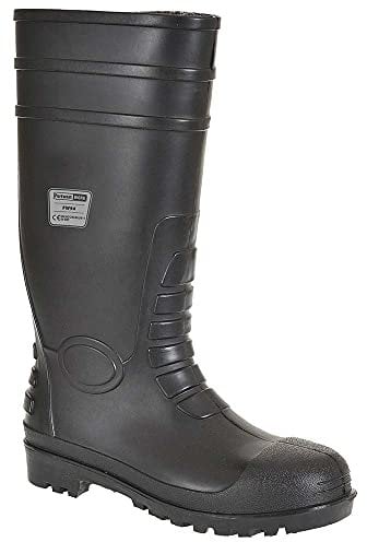 Portwest FW94 Stivale Classic Wellington S4 Stivali di Sicurezza in Gomma, Unisex - Adulto, SRC, Nero (Nero Bkgr), 36 EU (3 UK)