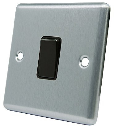 AET CSC1GSWIBL 10 A 1-Gang 2-Way Satin Finish Chrome Classical Single Black Insert Plastic Rocker Light Switch