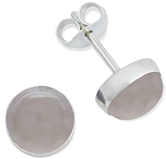 Ohrstecker 925 Silber Rosenquarz rosa Stein Edelstein Ohrringe echt Silber Damen Sterling Silber Stecker Geschenk(MOS-042-07)
