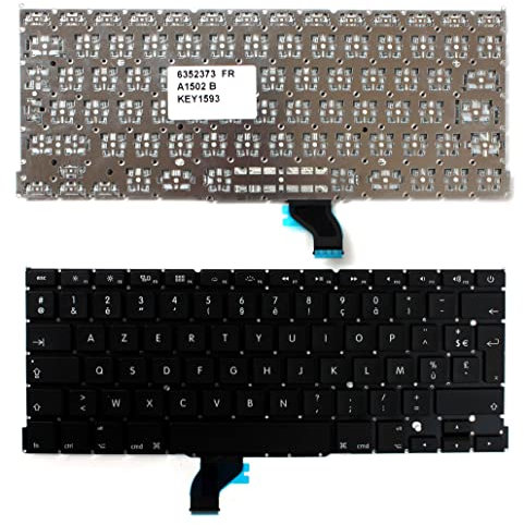 Keyboards4Laptops French Layout Backlit Version (Without Backlit Board) Black Replacement Laptop Keyboard Compatible With Apple MacBook Pro A1502