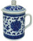 Chinese Porcelain Mug with Lid - Blue and White - Floral Pattern