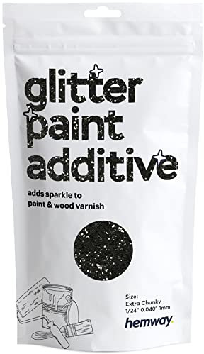 Hemway Glitter Paint Additive - Black | Extra Chunky Metallic Flakes for Adding Sparkle to Paints & Wood Varnish | Add to Emulsion, Acrylic & Latex for Indoor Sparkly Walls | 100 g