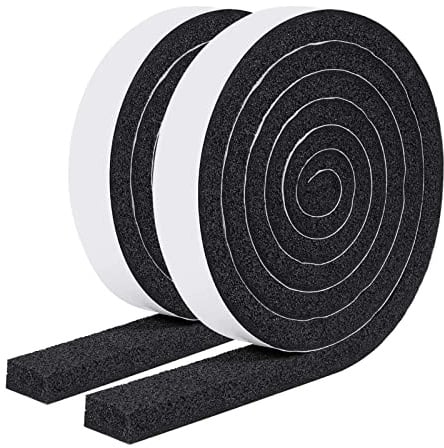 MAGZO Weather Stripping Door Seal 1 Inch W X 1/2 Inch T, Strong Adhesion and High Resilience Air Conditioner Foam Insulation for Cars, Total Length 13 Feet (6.5 ft x 2 Rolls)