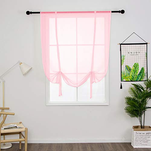 SIMPVALE 1 Stück Sheer Voile Vorhänge, 80×120cm Rosa Raffrollo Vorhang, Transparente Gardinen für Wohnzimmer Schlafzimmer