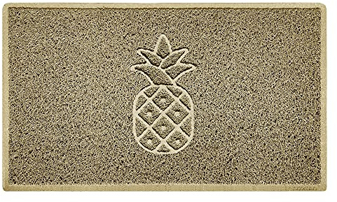 Nicoman Pineapple Embossed Shape Door Mat Dirt-Trapper Washable Barrier Doormat-(Use Indoor or Sheltered Outdoor)-(90x60cm/3x2ft,Large) Beige
