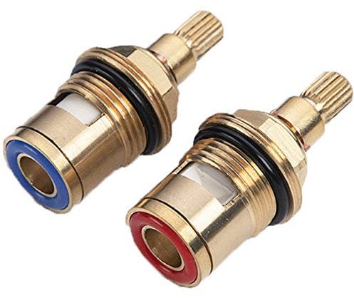 Lezed Wasserhahn Ventiloberteil 1/2 zoll, Oberteil Ventiloberteil, Wasserhahn-Kartusche Ersatz Ventile, Keramik-Oberteil Armaturen, Messing Scheibe, Vierteldrehung Armaturen (2er Pack Kalt und Warm)