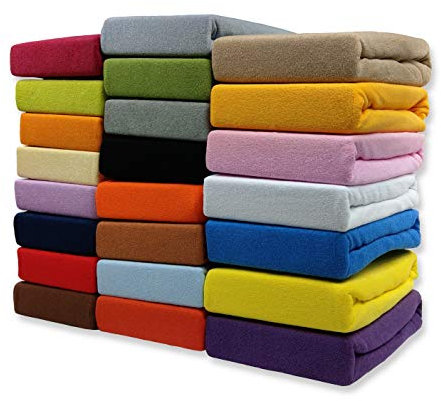 FROTTEE Spannbettlaken Spannbetttuch Bettlaken mit Gummizug in vielen Größen und Farben (Dunkelgold, 90-100 x 200 cm)